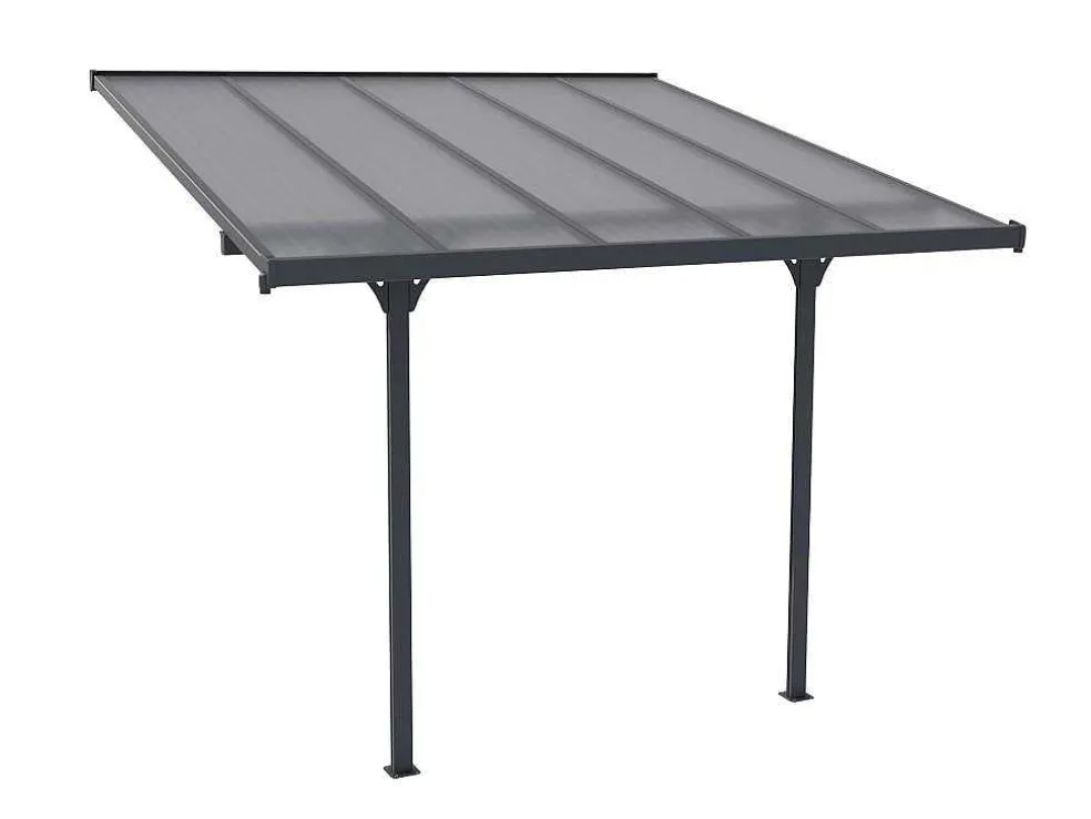 Aanleunende Pergola In Aluminium 9,5M Antraciet Alvaro - L314Xd305Xh240/285 Cm