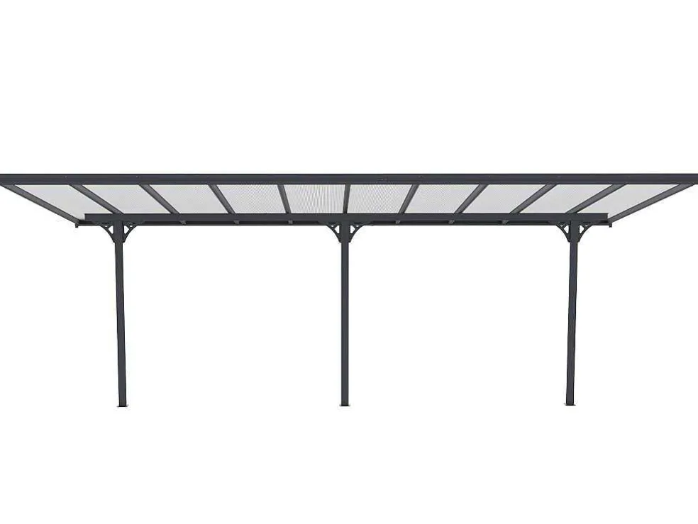 Aanleunende Pergola In Aluminium 18,8M Antraciet Alvaro - L618Xd305Xh240/285 Cm