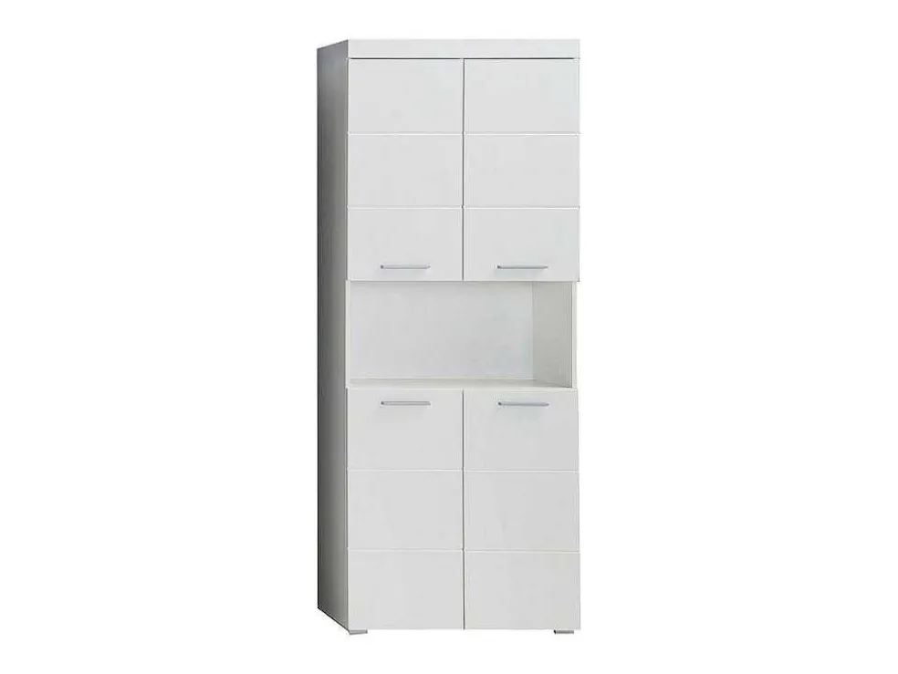 Amandamandobea Kolomkast 1 Open Vak, 4 Deuren Wit, Wit Hoogglans.