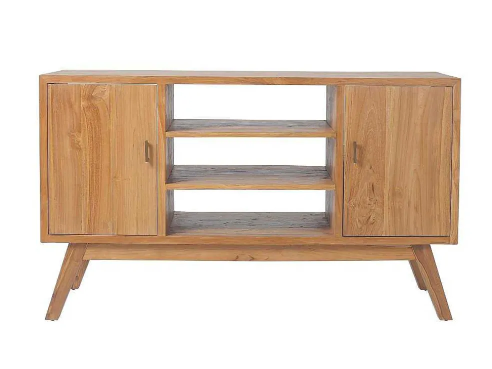 Badkamermeubel In Teakhout Met Dubbele Wastafel En Spiegel - 135 Cm - Gianyar
