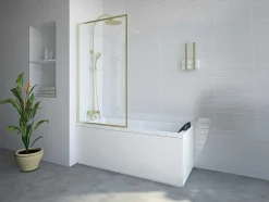 Badscherm Goudkleurig Industriele Stijl 80 X 140 Cm Gehard Glas Bradenton