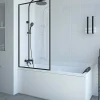 Badscherm In Industriele Stijl Zwart Mat - 80 X 140 Cm - Gehard Glas - Bradenton
