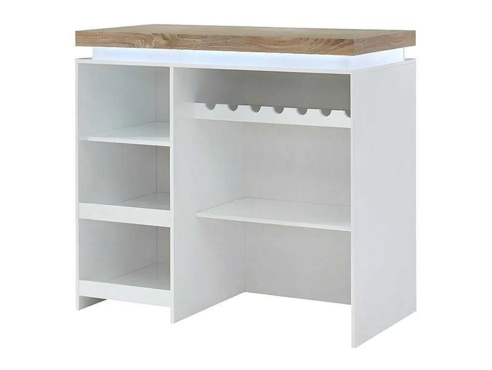 Barmeubel Halo Ii - Wit Gelakt Mdf - Leds - Wit En Eik