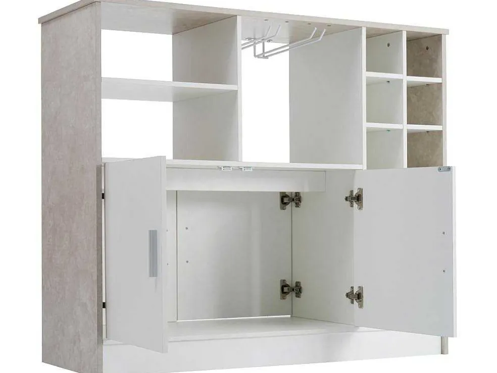 Barmeubel, Laag Dressoir Met Opbergruimte - Mdf - Eigentijdse Stijl - Kleuren: Grijs En Wit