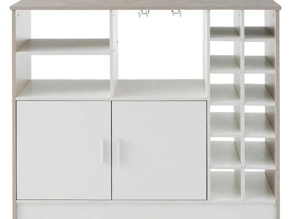 Barmeubel, Laag Dressoir Met Opbergruimte - Mdf - Eigentijdse Stijl - Kleuren: Grijs En Wit