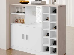 Barmeubel, Laag Dressoir Met Opbergruimte - Mdf - Eigentijdse Stijl - Kleuren: Grijs En Wit