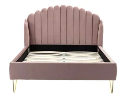 Bed Met Glooiend Hoofdeinde - 140 X 190 Cm - Fluweel - Oud Roze - Sagali