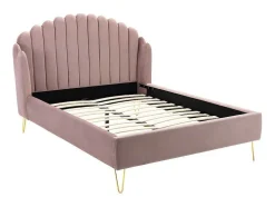 Bed Met Glooiend Hoofdeinde - 140 X 190 Cm - Fluweel - Oud Roze - Sagali