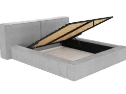 Bed Met Opbergruimte 180 X 200 Cm - Ribfluweel - Lichtgrijs + Matras - Timano