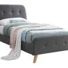 Bed Romeo Met Gestoffeerde Hoofdeinde - 90 X 190 Cm - Grijze Stof