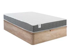 Bedset 160 X 200 Cm - Bedbodem Met Lichte Houtlook En Opbergruimte + Matras In Schuim Met Hoge Dichtheid - Heaven Van Dreamea Play