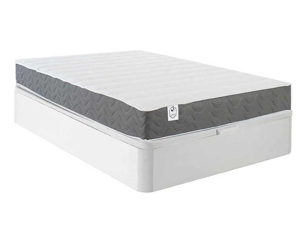 Bedset 140 X 190 Cm - Witte Bedbodem Met Opbergruimte + Matras In Schuim Met Hoge Dichtheid - Heaven Van Dreamea Play