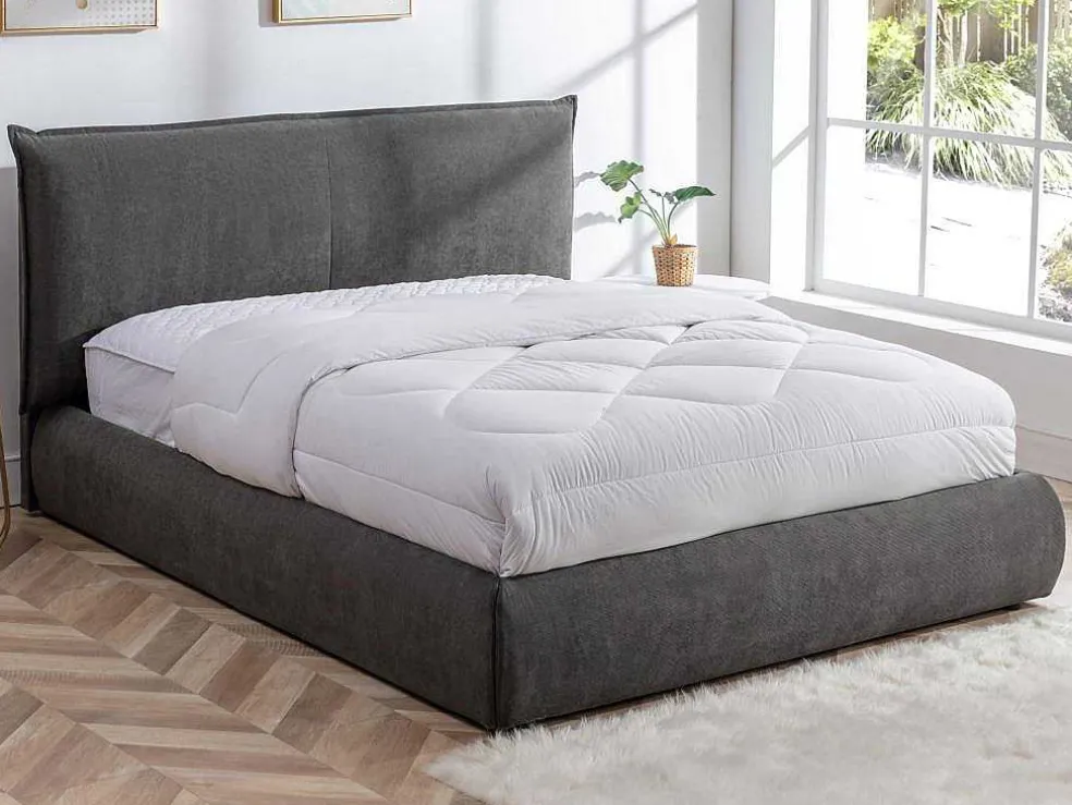 Bed 160 X 200 Cm - Ribfluweel - Antraciet - Sonetri