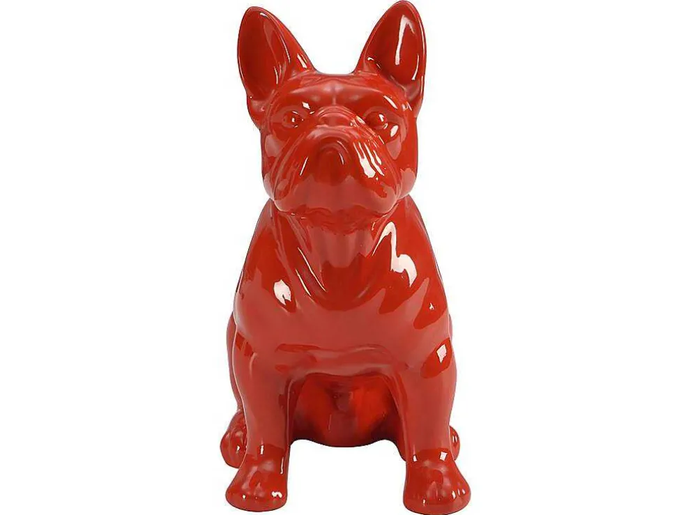 Beeld Van Franse Bulldog - Hars - L. 27 X B. 16 X H. 32 Cm - Rood - Doggo