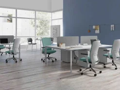 Benchbureau Voor 4 Personen - Wit - L120 Cm - Met Afscheidingen - Downtown