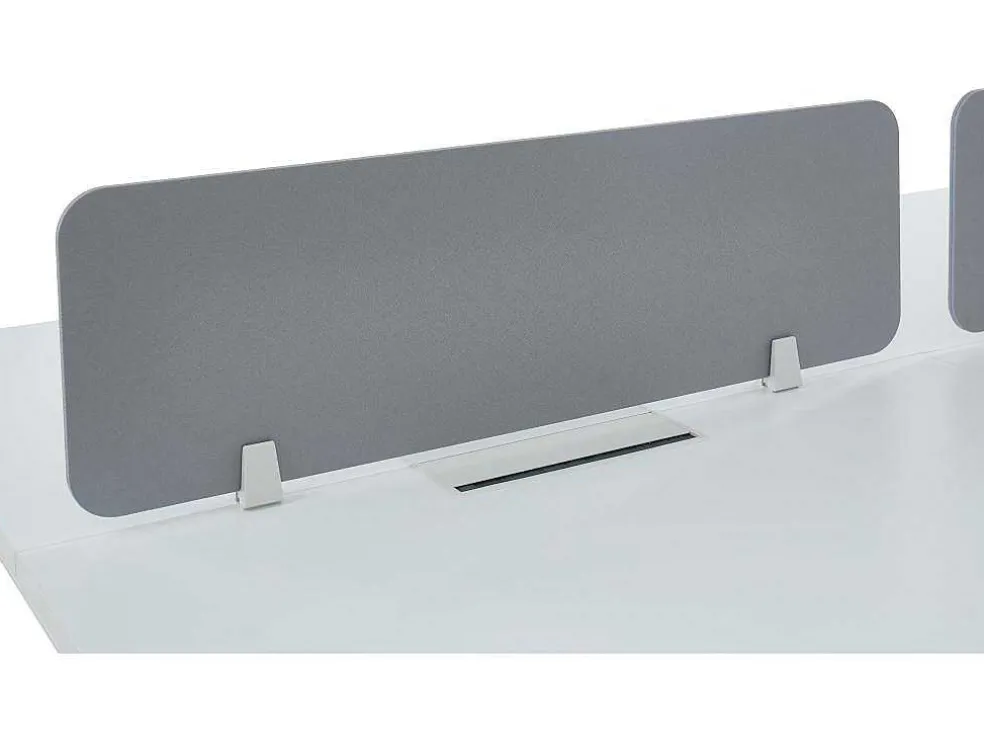 Benchbureau Voor 4 Personen - Wit - L120 Cm - Met Afscheidingen - Downtown