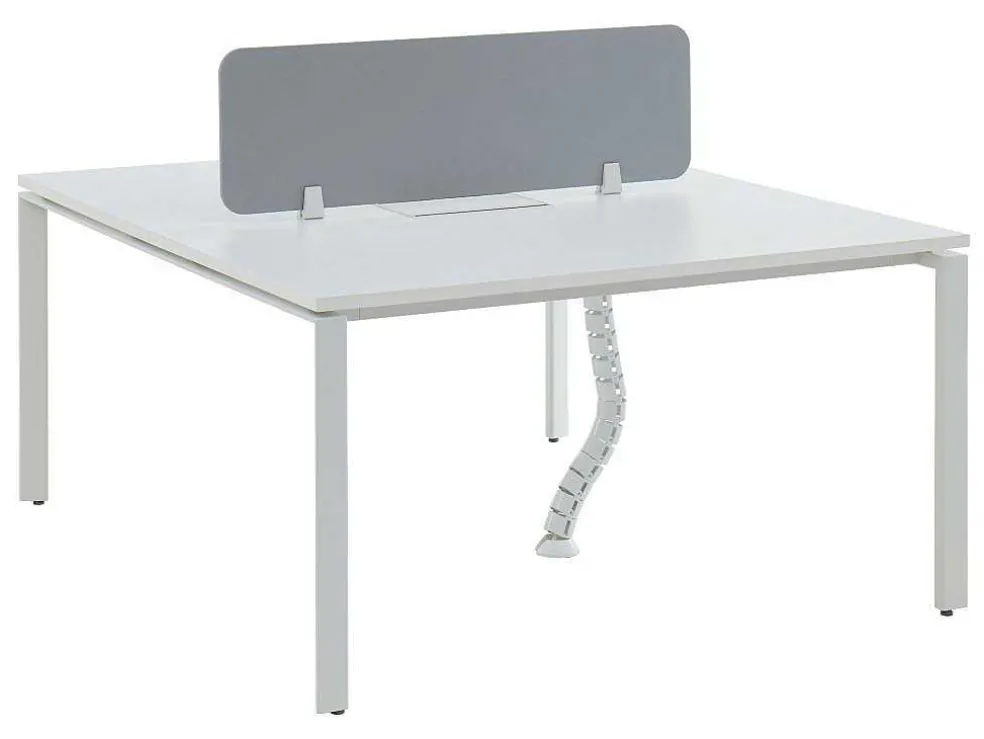 Benchbureau Voor 2 Personen - Wit - L140 Cm - Met Afscheiding - Downtown
