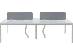 Benchbureau Voor 4 Personen - Wit - L140 Cm - Met Afscheidingen - Downtown