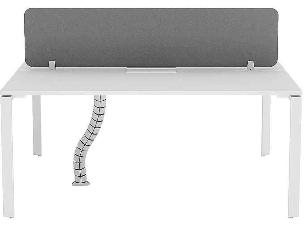 Benchbureau Voor 2 Personen - Wit - L160 Cm - Met Afscheiding - Downtown