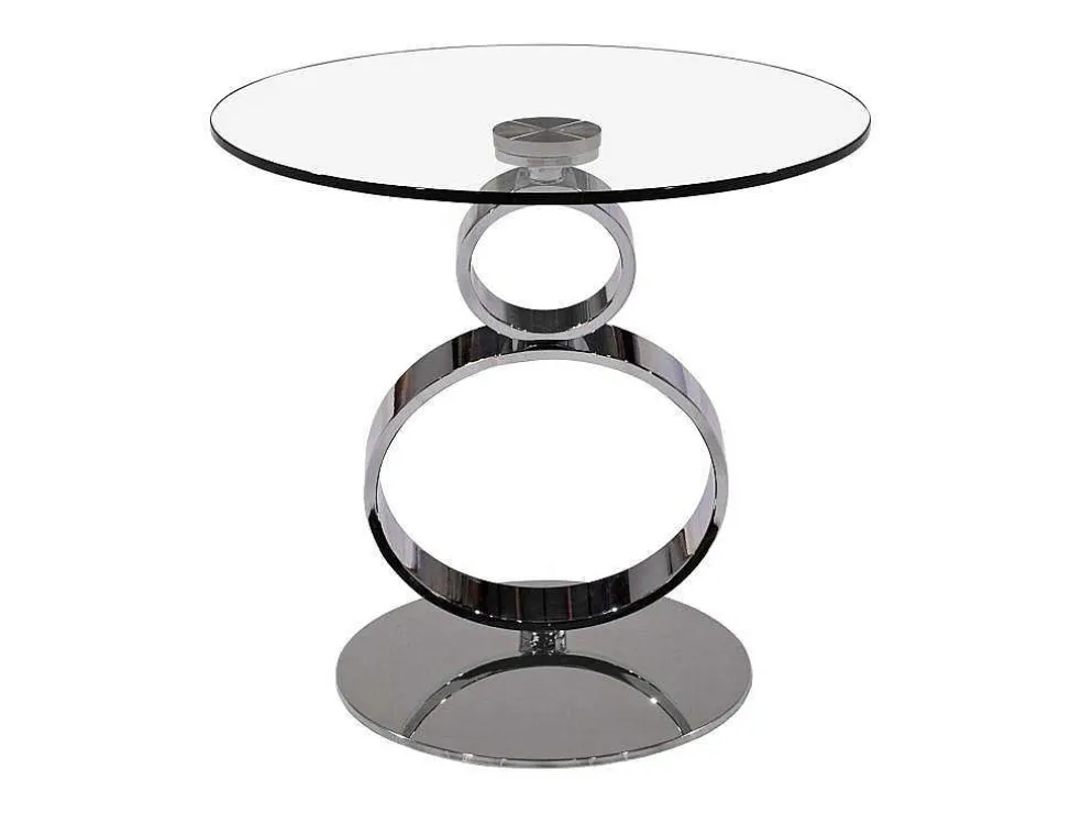 Bijzettafel Joline - Transparant Gehard Glas En Stalen Voet