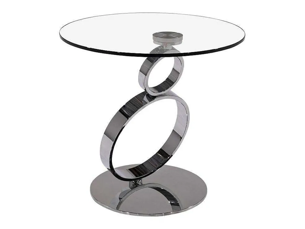 Bijzettafel Joline - Transparant Gehard Glas En Stalen Voet