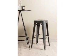 Bistro Barmeubelset Bartafel Zwart En 2 Tempe Barstoelen Dunkergrijs.