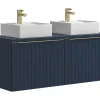 Blauw Hangend Badkamermeubel Met Dubbele Wastafel - 120 Cm - Josepha