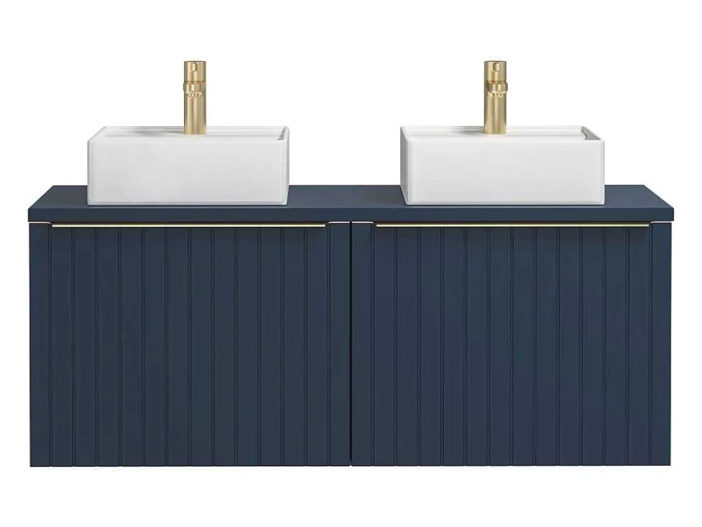 Blauw Hangend Badkamermeubel Met Dubbele Wastafel - 120 Cm - Josepha