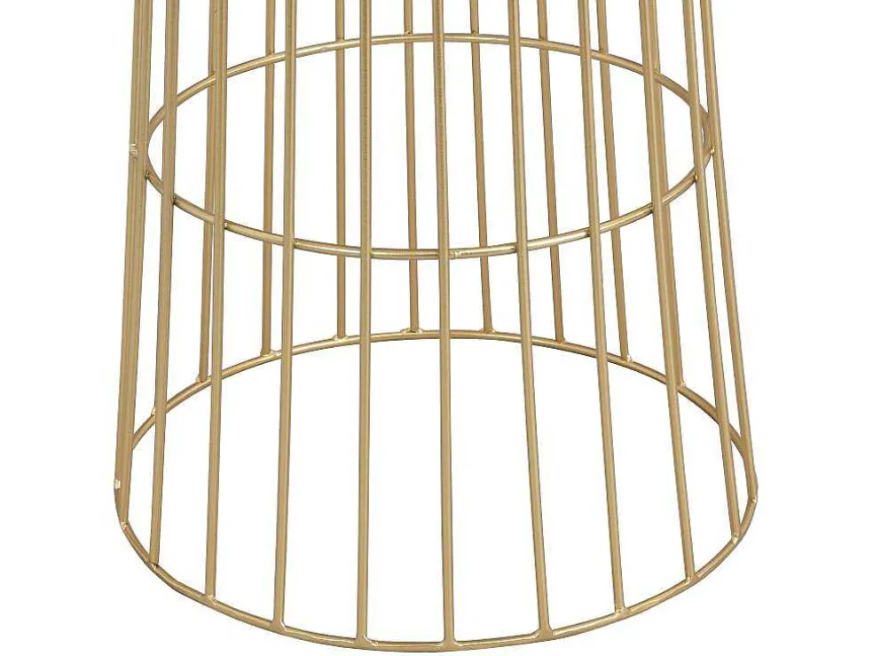 Bloembak Met Draadstructuur Van Metaal - D30 X H71 Cm - Goudkleurig - Cemoro
