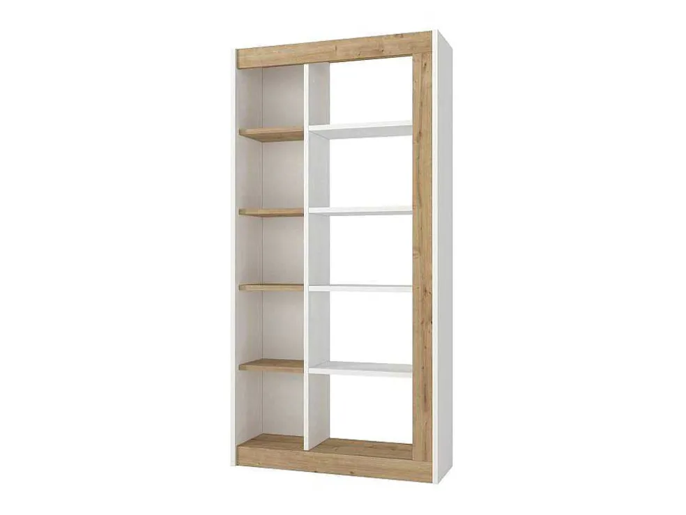 Boekenkast Met 10 Nissen - Licht Naturel En Wit - Silomai