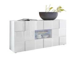 Buffetkast Calisto - Met Led-Verlichting - Twee Poorten En Twee Lades - Wit Gelakt