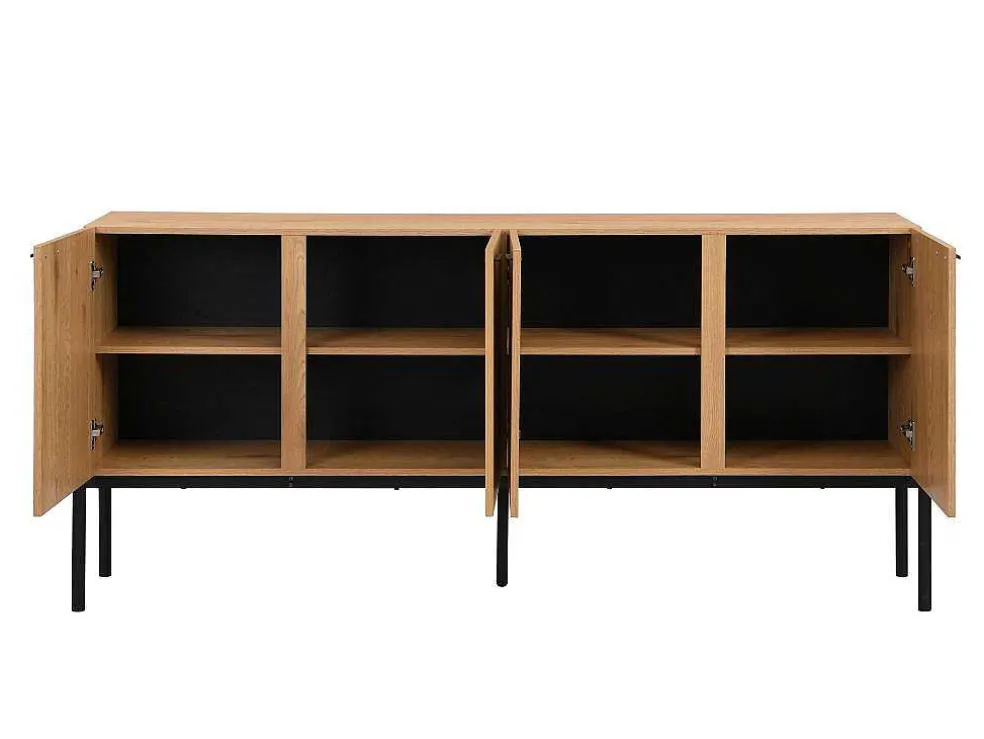 Buffetkast Met 4 Deuren - Licht Naturel En Zwart - Memphis Ii