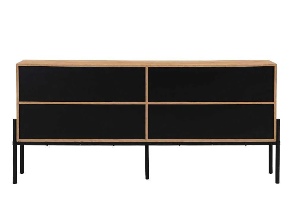 Buffetkast Met 4 Deuren - Licht Naturel En Zwart - Memphis Ii