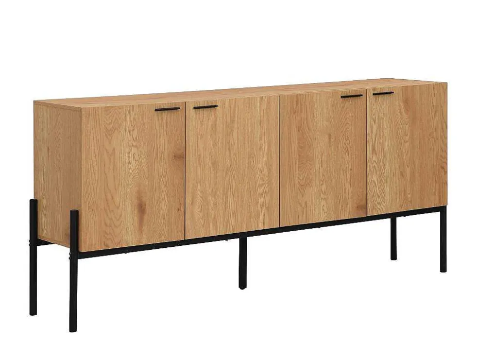 Buffetkast Met 4 Deuren - Licht Naturel En Zwart - Memphis Ii