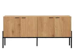 Buffetkast Met 4 Deuren - Licht Naturel En Zwart - Memphis Ii
