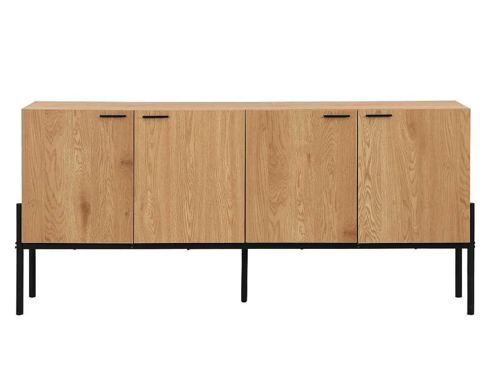 Buffetkast Met 4 Deuren - Licht Naturel En Zwart - Memphis Ii