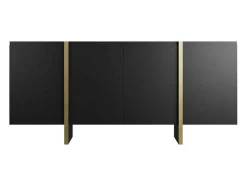 Buffetkast Met 4 Deuren Van Mdf - Zwart En Goudkleurig - Luvonia