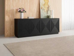 Buffetkast Met 4 Deurtjes Van Mdf - Zwart - Mezulia