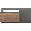 Buffet Met 2 Deuren, 3 Laden En 1 Niche - Donker Natuurlijk En Antraciet - Ruselo