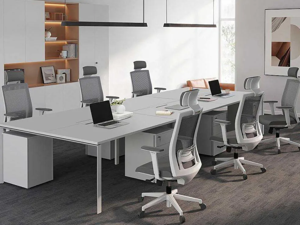 Bureaubank 6 Personen - Wit - L140 Cm - Downtown