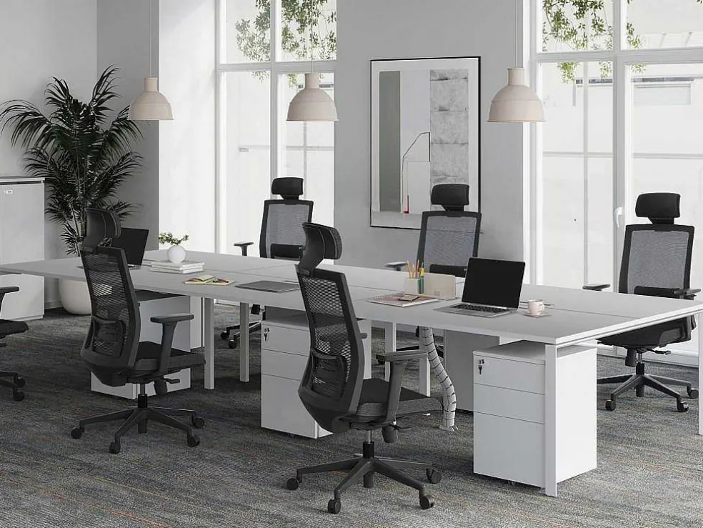 Bureaubank 6 Personen - Wit - L140 Cm - Downtown
