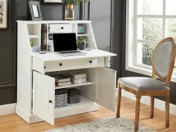 Bureaukast - Grenen En Mdf - Wit - Cleore
