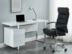 Bureau Mylan Met Opbergruimte - 3 Laden - Mdf Wit Gelakt