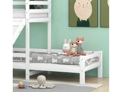 Cabine Stapelbed Met Glijbaan - 90X200Cm + 90X100Cm - Massief Grenen - Wit