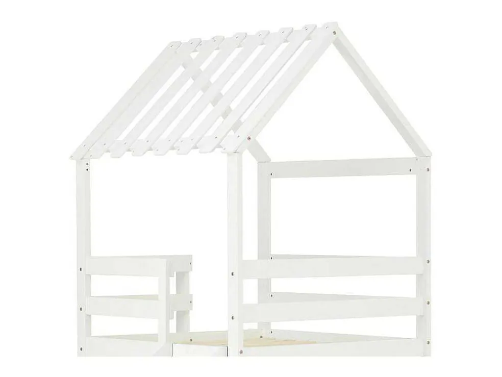 Cabine Stapelbed Met Glijbaan - 90X200Cm + 90X100Cm - Massief Grenen - Wit