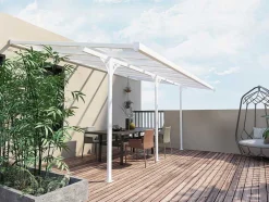 Carport Pergola Voor Tegen De Muur Van Aluminium 15,1 M Wit Alvaro