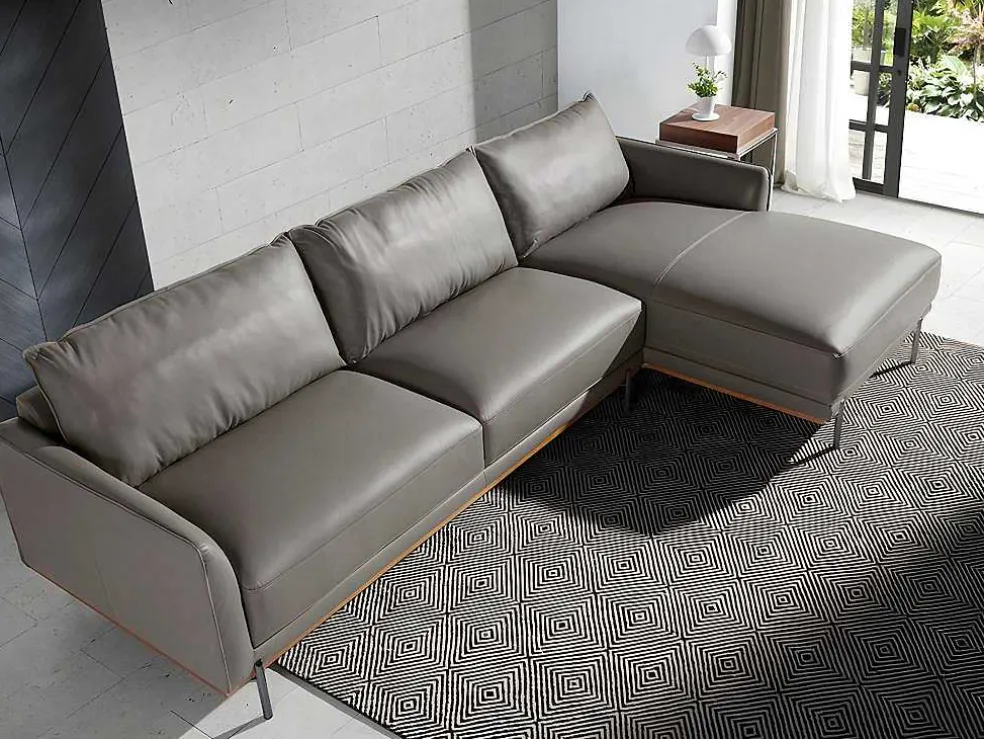 Chaiselongue Bank (R) In Leer En Verdonkerd Staal 6154 Angel Cerda
