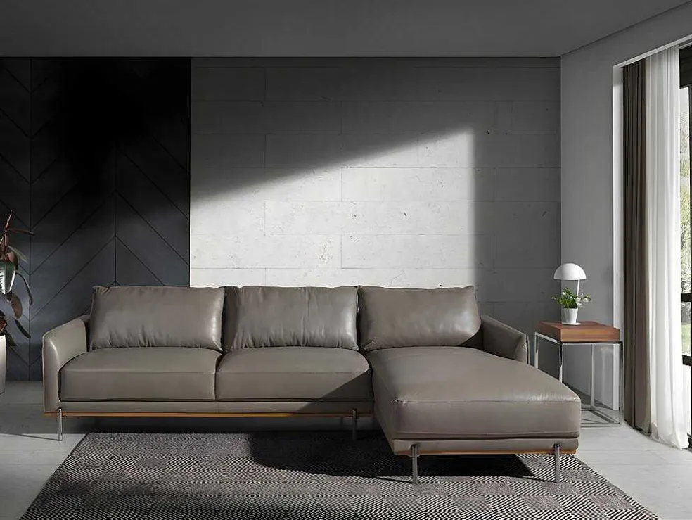 Chaiselongue Bank (R) In Leer En Verdonkerd Staal 6154 Angel Cerda