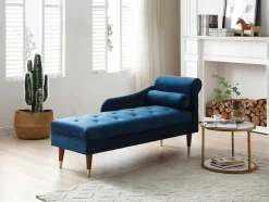 Chaise Longue Links Van Blauwgroen Velours Umari