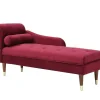 Chaise Longue Rechts Van Bordeaux-Rood Velours Umari